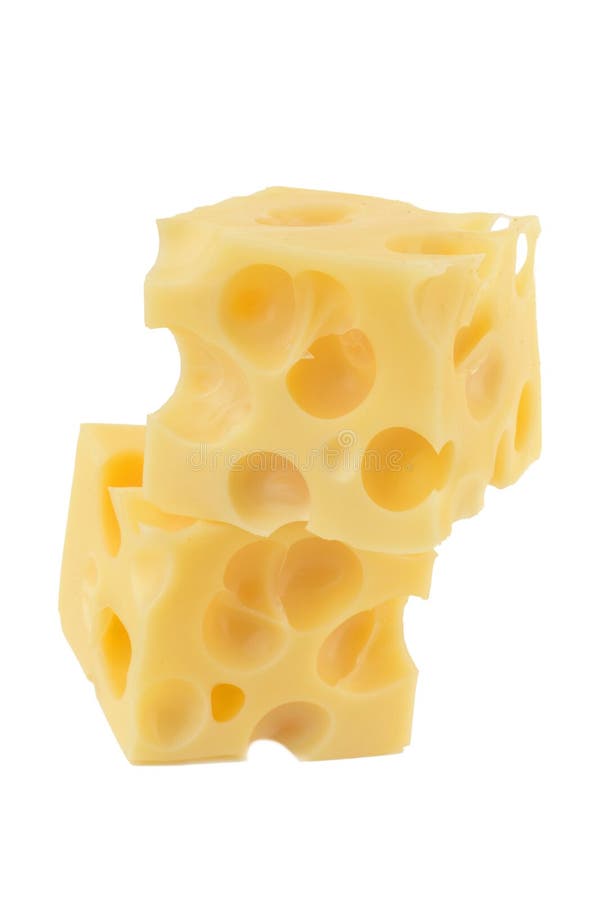 Cubes of Cheese on White Background Stock Image Image of swiss