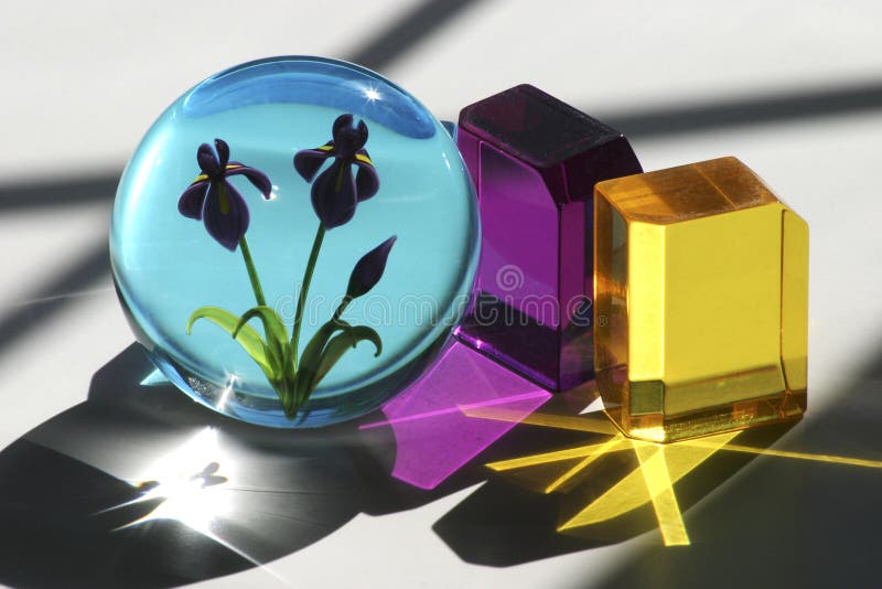 Colorful glass cubes and paperweight. Colorful glass cubes and paperweight