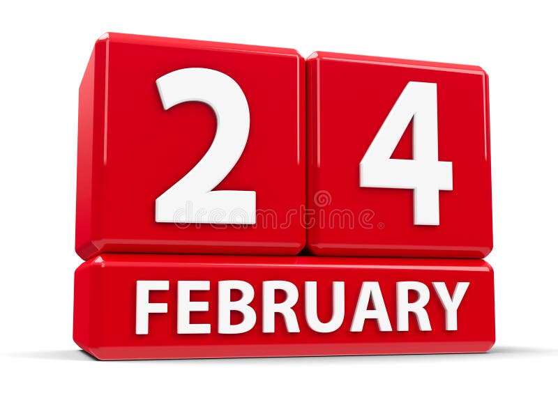 February 24th. Day 24 Of Month,Simple Calendar Icon On White Background