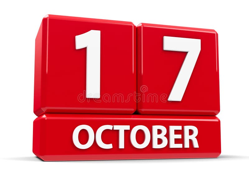 October 17th Date On A Single Day Calendar. Gray Wood Block Calendar