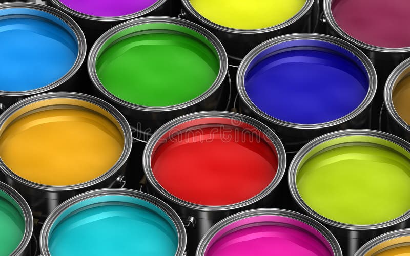 Cubetas coloridas da pintura ilustração stock Cubetas coloridas da pintura ilustração stock