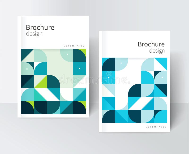 cubierta para el catálogo, informe, folleto, cartel Formas geométricas abstractas azules y verdes