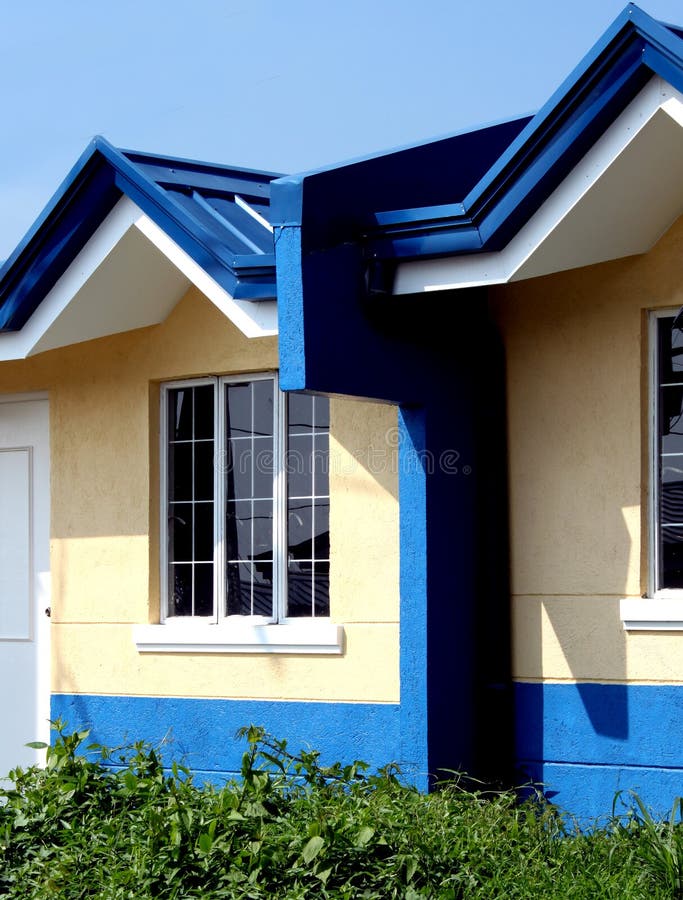 Blue colored low cost urban housing for middle income employees. Blue colored low cost urban housing for middle income employees