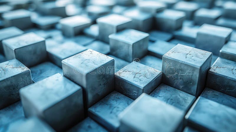 Cubist Convergence: Abstract 3D Geometric Composition of Looping Cubes in Seamless Animation royalty free illustration