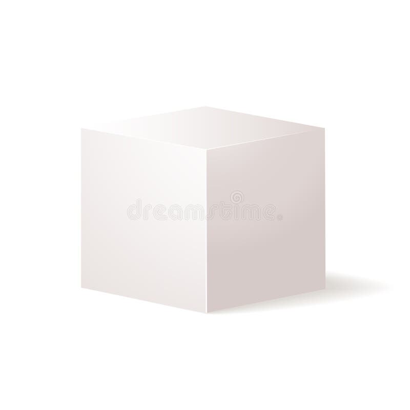 Cubo bianco di vettore Isolato su priorità bassa bianca Cubo realistico con la prospettiva , illustrazione di vettore 3d