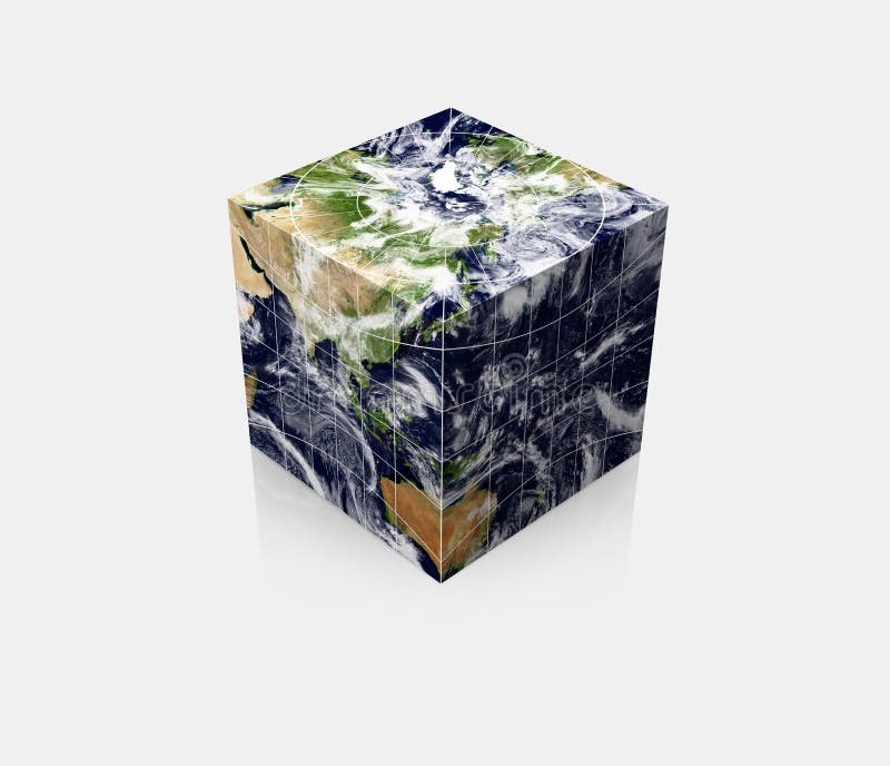 Cubo cubico della terra del globo del pianeta illustrazione di stock Cubo cubico della terra del globo del pianeta illustrazione di stock