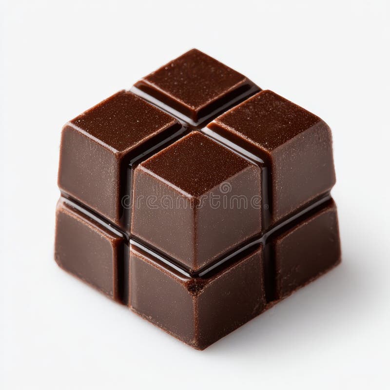 Cubo de chocolate negro marrón sobre fondo blanco ilustración del vector