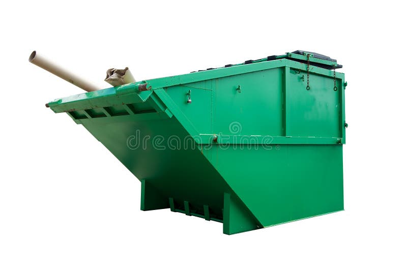 Green Industrial Waste Bin Isolated Over White. Green Industrial Waste Bin Isolated Over White