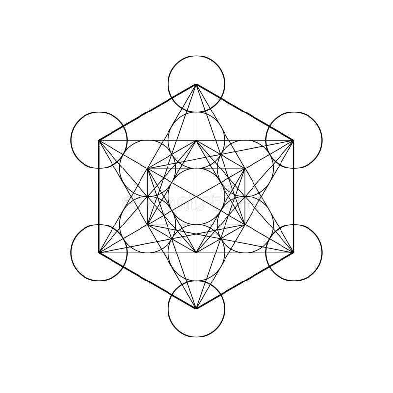 Cubo de Metatrons, flor de la vida Geometría sagrada, ejemplo aislado vector gráfico del elemento Sólidos platónicos del icono mí libre illustration