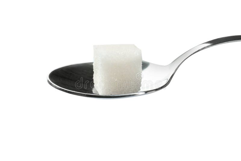 Cubo dello zucchero in cucchiaio immagine stock libera da diritti Cubo dello zucchero in cucchiaio immagine stock libera da diritti