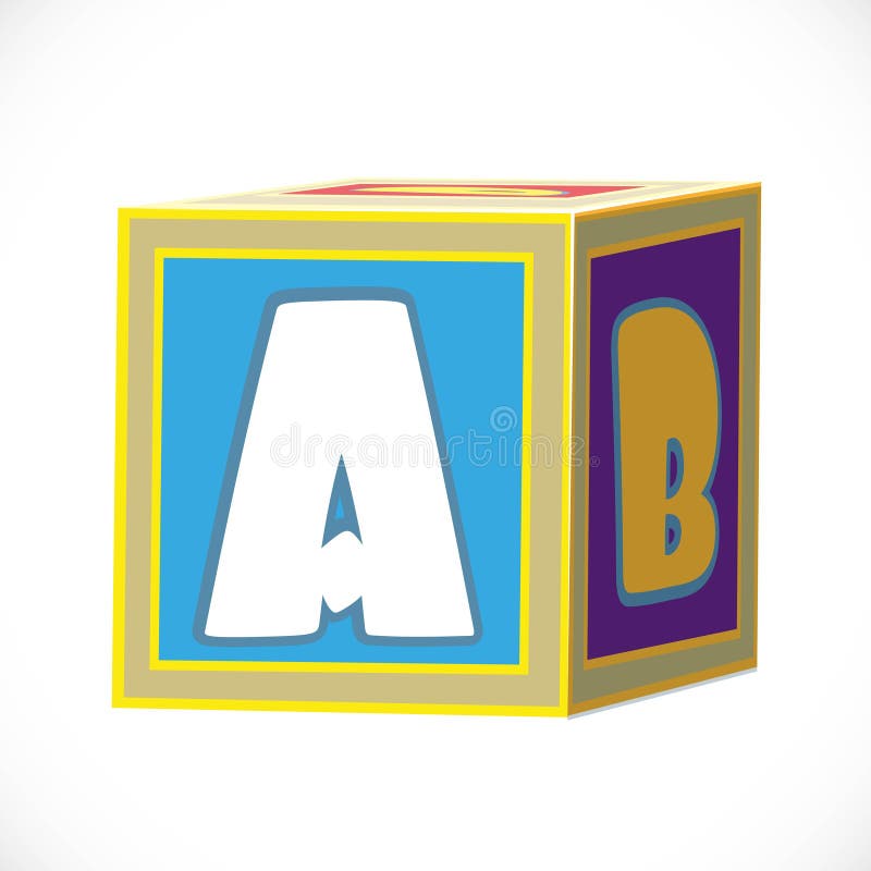 Cubo giocattolo per bambini con lettere isolate su bianco royalty illustrazione gratis