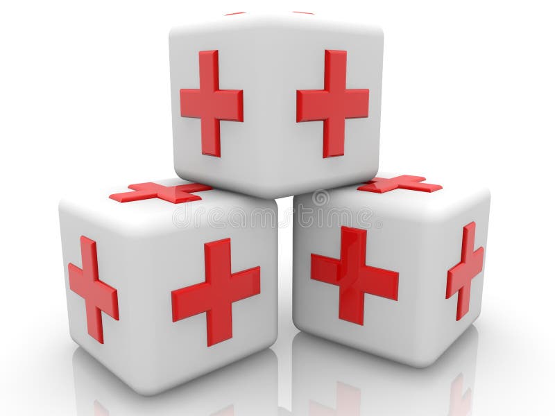 Cubos Blancos Con Concepto De La Cruz Roja En El Fondo Blanco Stock de  ilustración - Ilustración de salir, cruz: 130462681