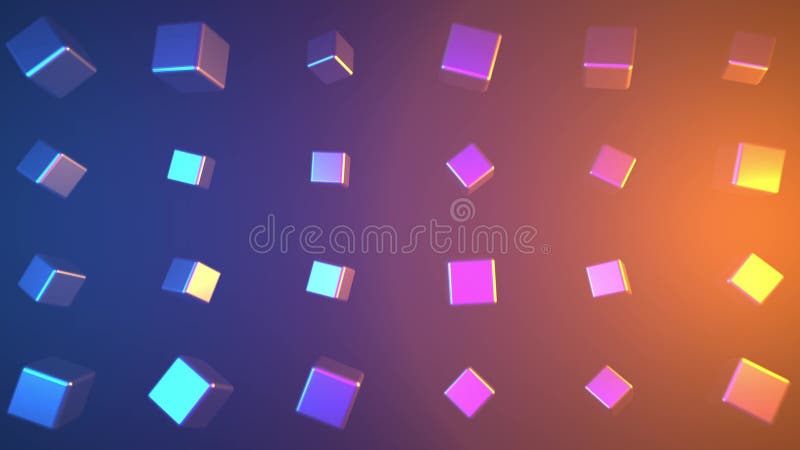 Cubos giratorios que reflejan la luz sobre el fondo colorido Animación Cubos lisos multicolores con superficie reflectante libre illustration