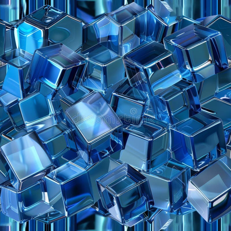 Transparent Cubes Pattern, Blue Glass Cube Background, Geometric 3d Crystals Mockup, Generative Ai Illustration AI generated. Transparent Cubes Pattern, Blue Glass Cube Background, Geometric 3d Crystals Mockup, Generative Ai Illustration AI generated