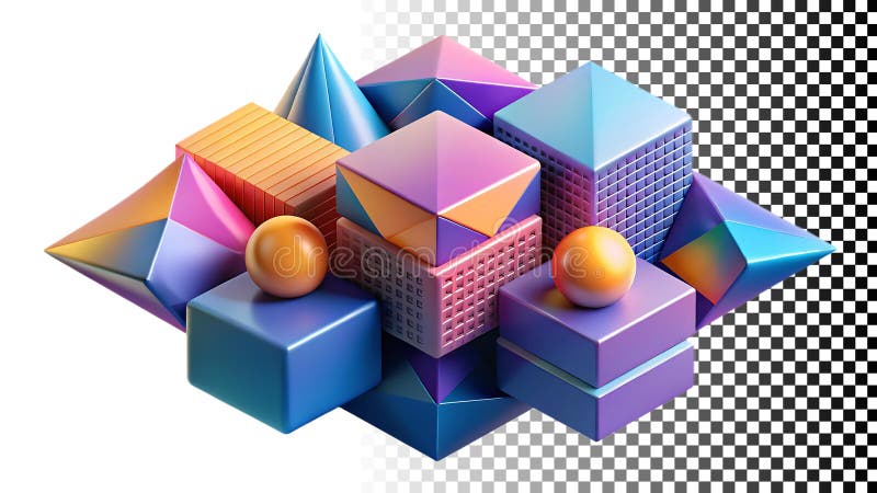 Cuburi colorate abstracte pentru teme moderne de design și artă care creează o imagine transparentă Generativ AI vector illustration