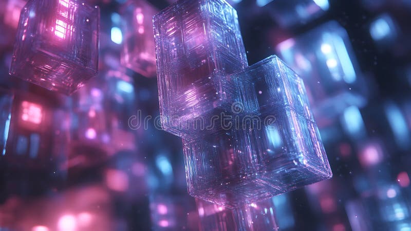 Cuburi De Sticlă Iluminate Abstract Digital Art vector illustration
