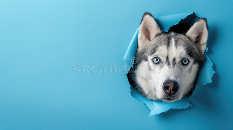 Cuccetta siberiana che sbircia in un buco royalty illustrazione gratis