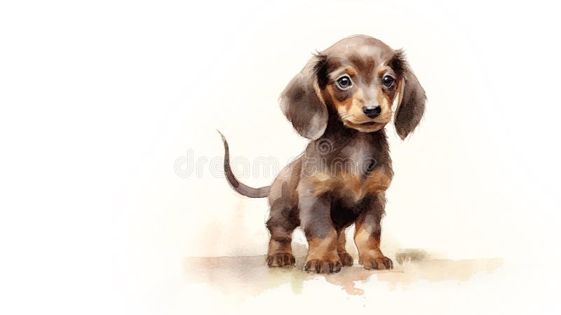 Cucciolo di dachshund. idruro a colori digitale illustrazione di un cane carino con occhi grandi. ai illustrazione vettoriale