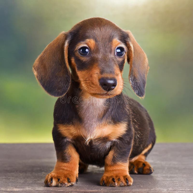 Cucciolo di dachshund standard carino con vista in avanti isolato su fondo bianco. tutte le immagini generate