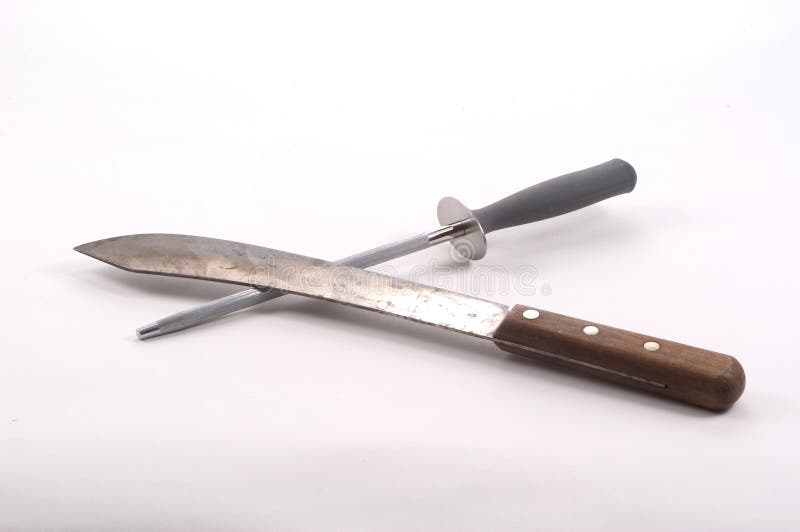 Cuchillo y acero de la afiladura foto de archivo Cuchillo y acero de la afiladura foto de archivo