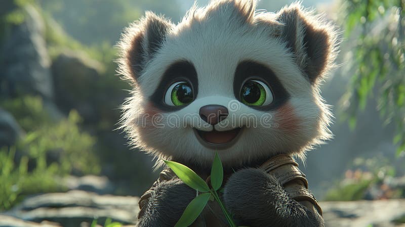 Cucina di panda adornabile con bambù illustrazione vettoriale