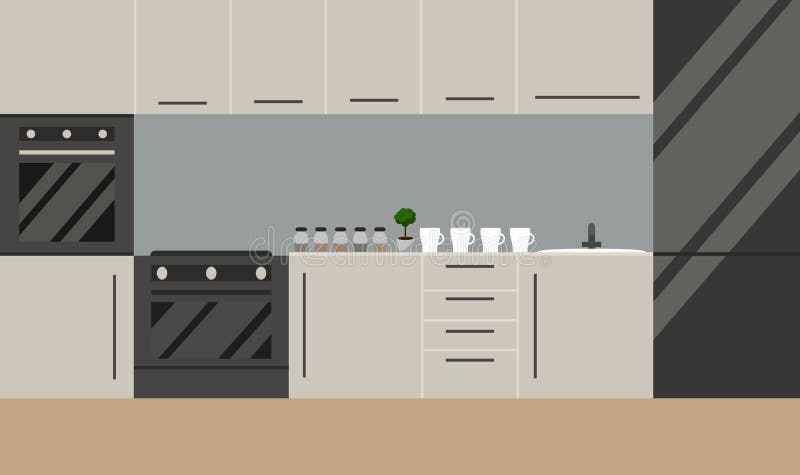 Cucina nello stile scandinavo Vettore Progettazione piana royalty illustrazione gratis Cucina nello stile scandinavo Vettore Progettazione piana royalty illustrazione gratis