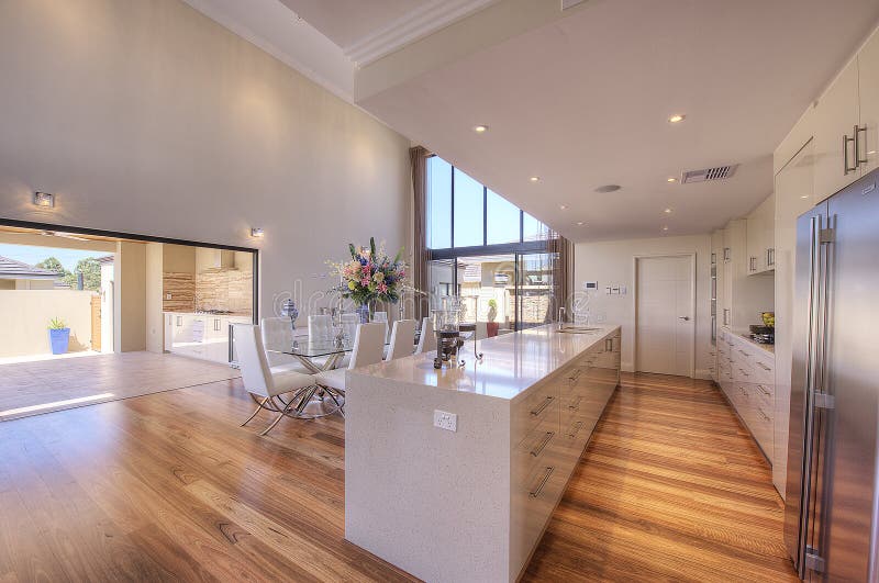 Modern White Open Plan Kitchen in Luxurious new family home. Modern White Open Plan Kitchen in Luxurious new family home