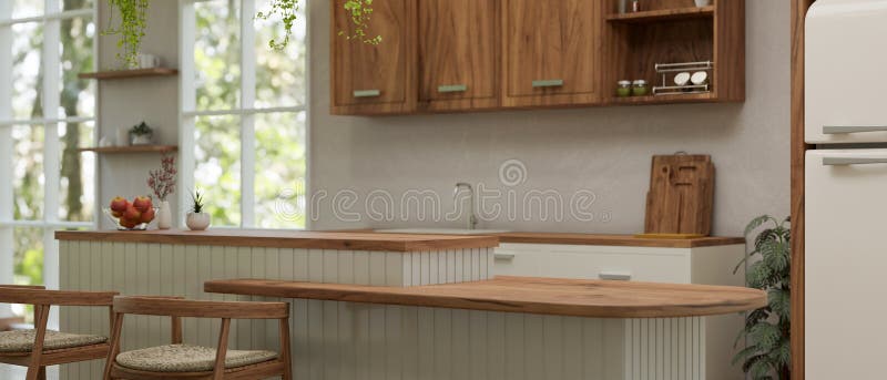 Cucina semplice con contatore e scaffale illustrazione di stock