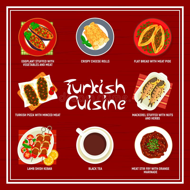 Cucina turca carne kebab e verdure illustrazione di stock