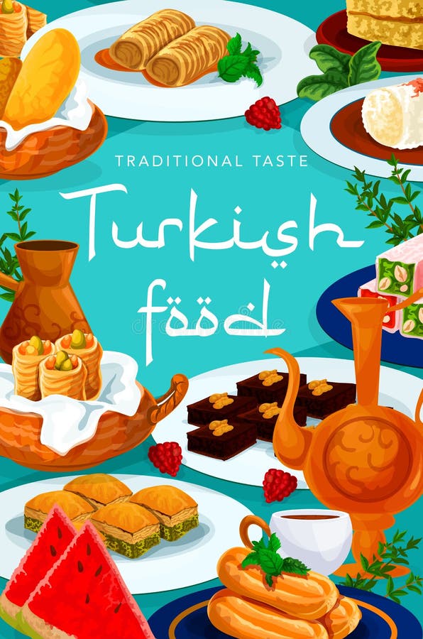 Cucina turca - dolcificanti tradizionali royalty illustrazione gratis
