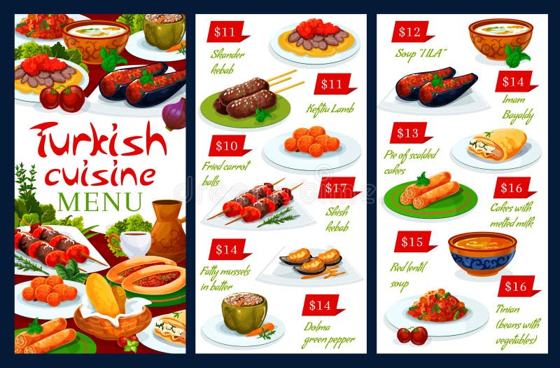 Cucina turca - menu ristorante royalty illustrazione gratis