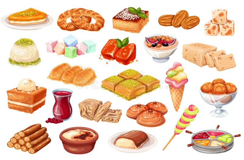 Cucina turca piatti tradizionali illustrazione vettoriale