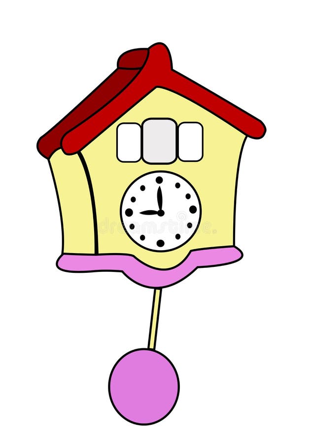 Funny Cartoon Wooden Cuckoo Clock Stock Vector Illustration of