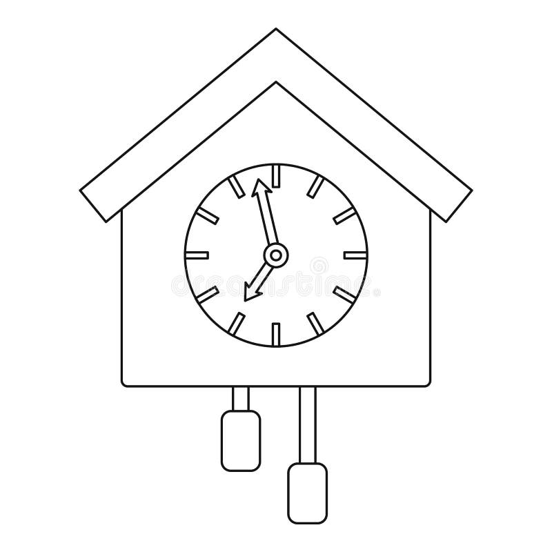 Cuckoo Clock Icon, Outline Style. Stock Vector Illustration of circle