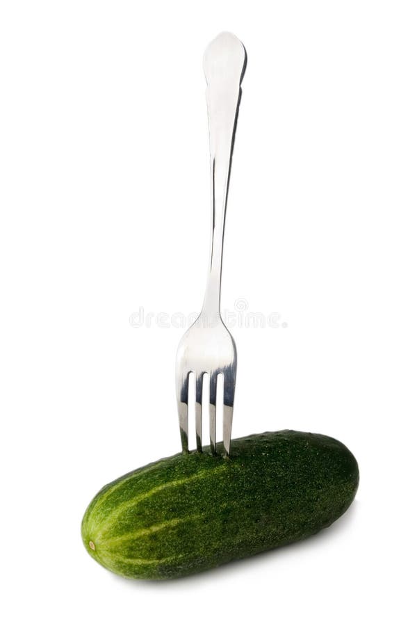 Cucumber on fork