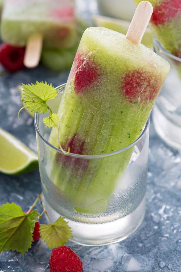 Cucumber lime raspberry spa popsicles