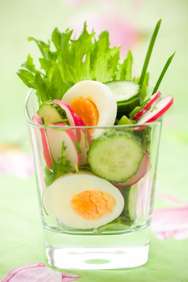 Cucumber,radish and egg salad