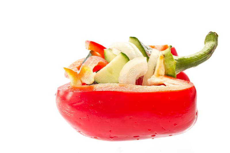 Cucumber salad and sweet pepper