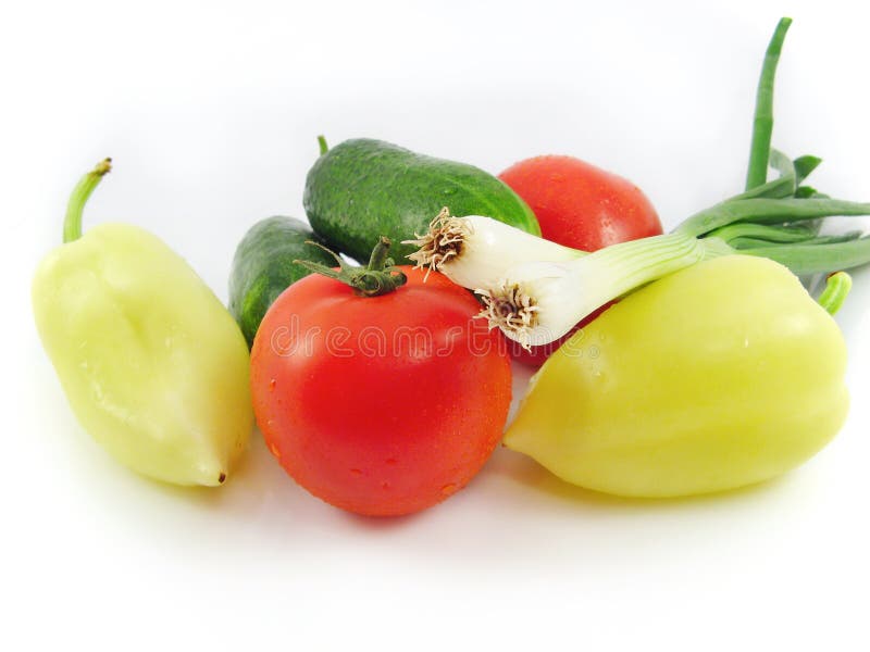 Cucumber Tomato Bulb Pepper Vegetable Food Stock Photo Image of