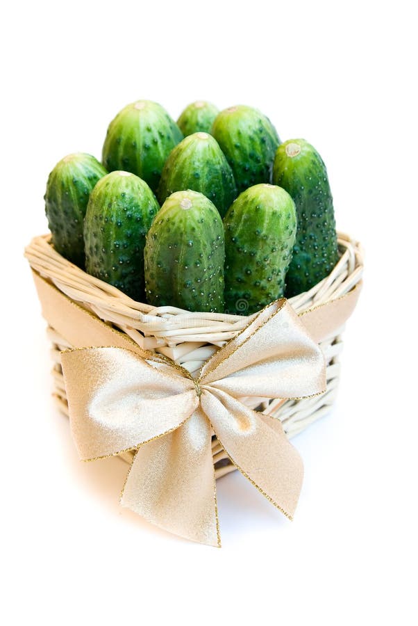 cucumbers in a gift basket for a diet royalty free stock image cucumbers in a gift basket for a diet royalty free stock image