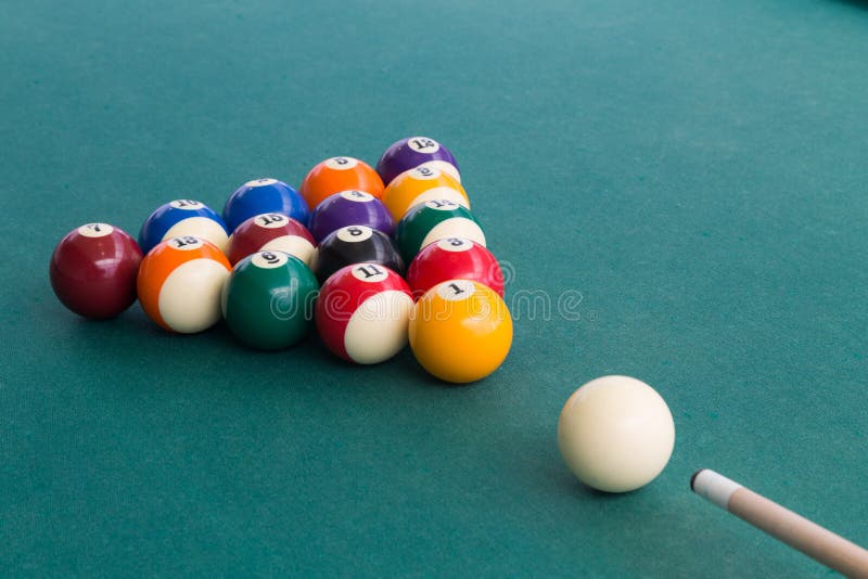 Cue Aiming White Ball To Break Snooker Billards on Table Stock Photo Image of break, playing