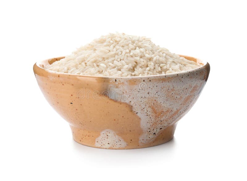 Cuenco con arroz crudo fotos de archivo libres de regalías