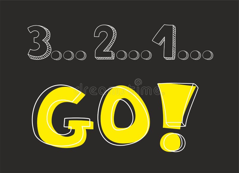 Cuenta descendiente: ¡3 2 1 va! Bosquejo del vector ilustración del vector Cuenta descendiente: ¡3 2 1 va! Bosquejo del vector ilustración del vector