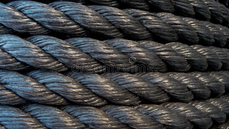 Cuerda Del Plástico Del Rollo Cuerda Negra Gruesa Foto de archivo - Imagen  de estructura, textura: 128527408