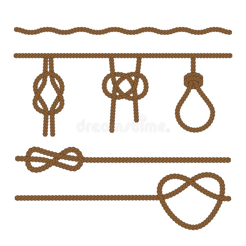 Cuerdas Conectadas Por Los Diferentes Tipos De Nudos, Ilustración