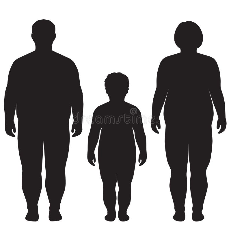 Vector fat body, weight loss, overweight silhouette illustration. Vector fat body, weight loss, overweight silhouette illustration