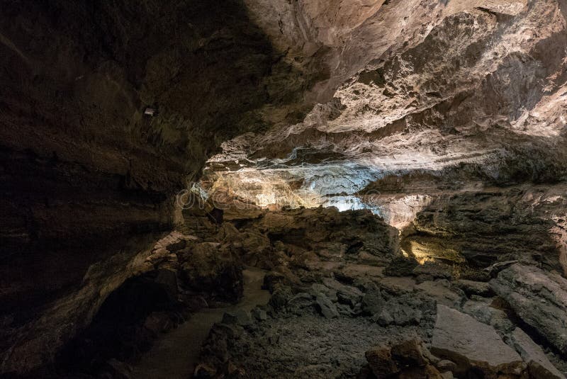 Cueva De Los Verdes Zawalający się zielenie Lanzarote, Hiszpania