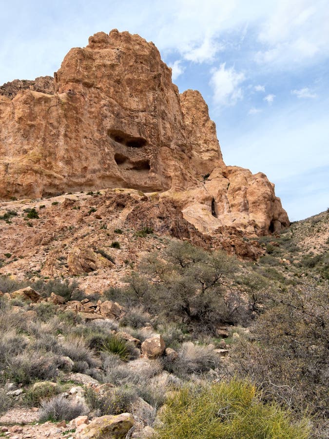 Caves high on a rock formation in the Mount Nutt Wilderness area. Caves high on a rock formation in the Mount Nutt Wilderness area