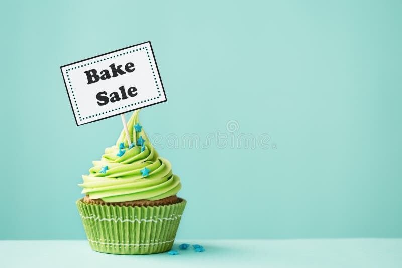 Cupcake with Bake Sale sign. Cupcake with Bake Sale sign