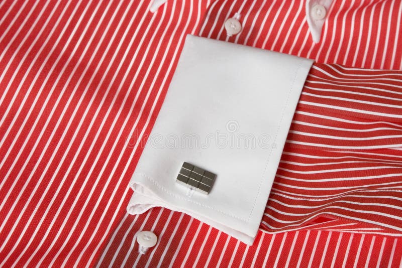 Cuff link on men s red shirt
